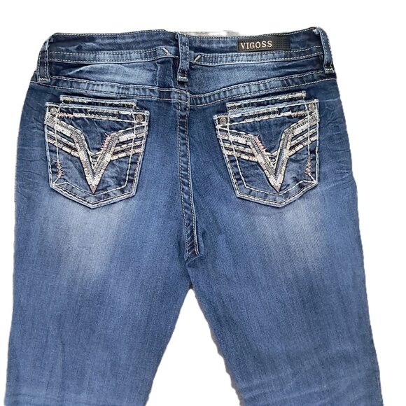 VIGOSS Dublin Boot Cut Jean Women 32x32, Tag 7/8x33 Heritage Fit Embellished - Picture 6 of 16